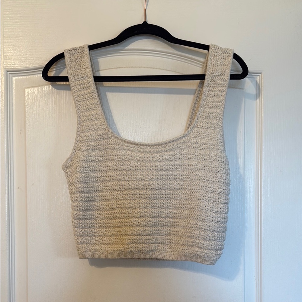 H&M Tan Ribbed Crop Tank Top